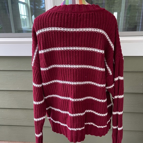 Red and White Striped American Eagle Sweater - Picture 3 of 4